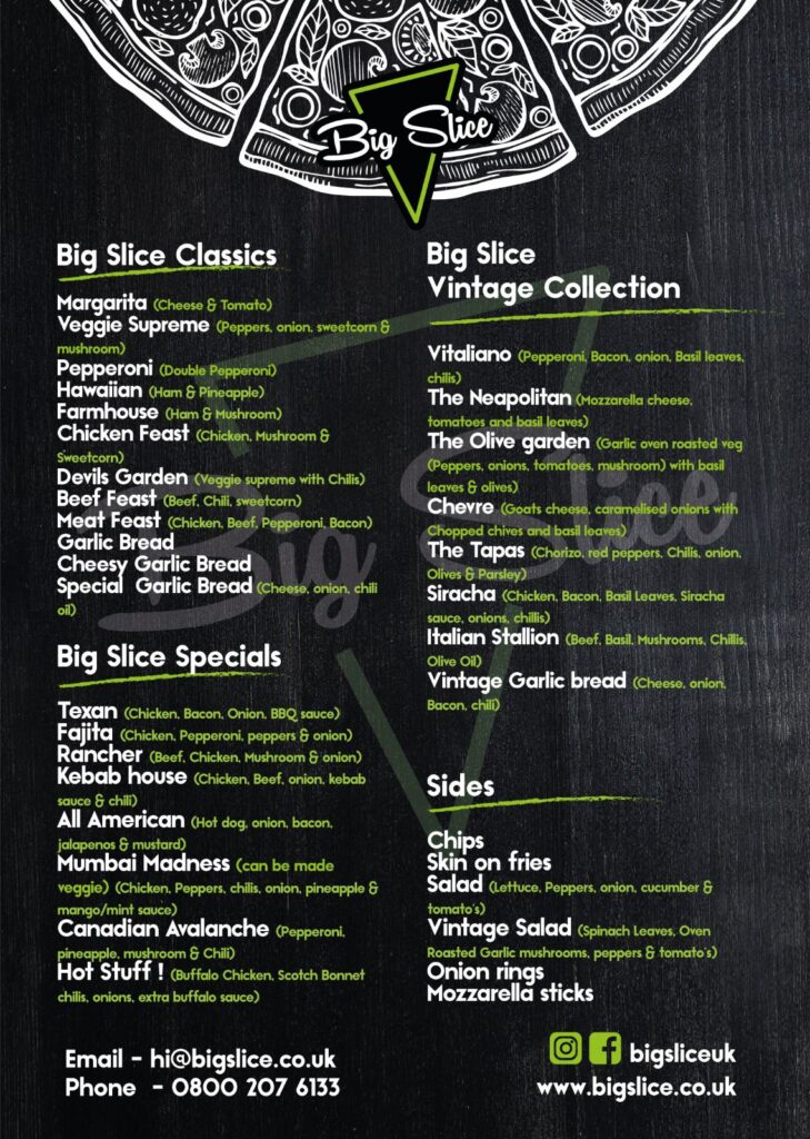Big Slice catering service menu